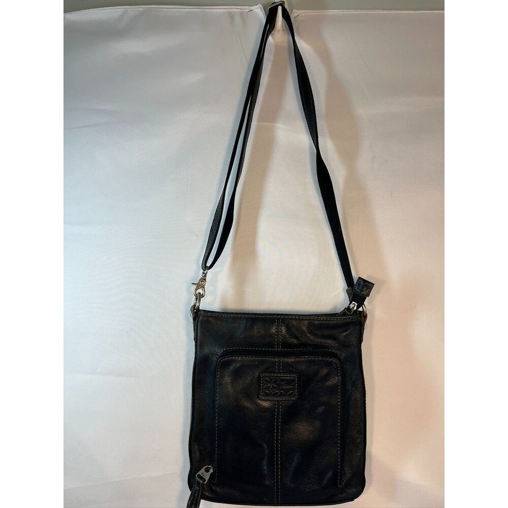 FOSSIL BLACK CROSSBODY LEATHER PURSE 10 X 9 OUTER POCKET